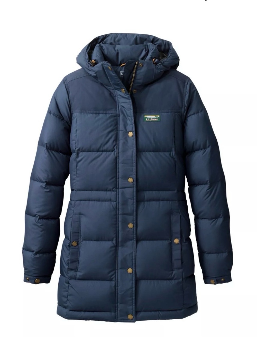L.L.Bean DownTek Women’s L Winter Coat Hooded Mountain Classic Down Parka Navy